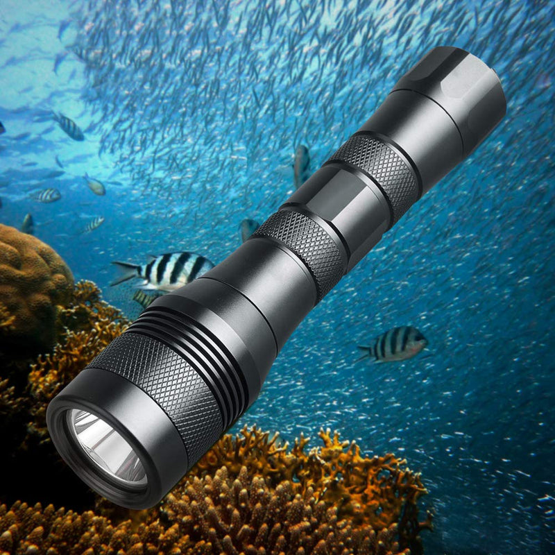 SecurityIng Waterproof 1000 Lumens Cree XM-L2 LED Diving Flashlight UnderWater 150m Depth Bright LED Lighting Lamp Dive Lights Torch for Diving Titanium - NewNest Australia