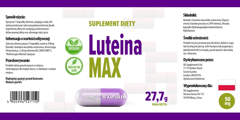 Lutein Eyes 50mg 90 Vegan Capsules, Laboratory Tested, High Dose, Non-GMO - NewNest Australia