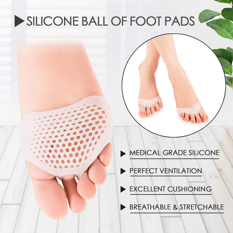 Metatarsal Pads Ball of Foot Cushions Kit - 8pcs- Metatarsal Gel Sleeves & Silicone Ball of Foot Pads - Great for Metatarsalgia, Bunion, Mortons Neuroma & Forefoot Pain Relief (Small) S (Pack of 8) - NewNest Australia