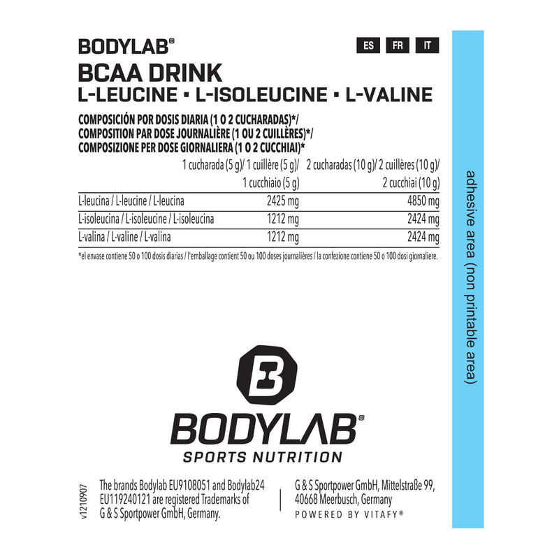 Bodylab24 Bcaa Powder 500 G, Bcaa Powder High Dosage, Leucine, Isoleucine And Valine In The Ratio 2:1:1, Branch-Chain Amino Acids, Ideal For Mixing To A Protein Shake Or Water, Neutral In Taste - NewNest Australia