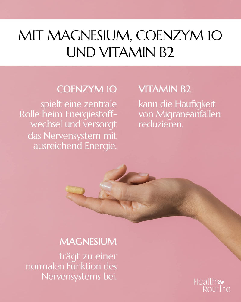 Health Routine Brain Complete | Support for headaches | Dietary supplement with magnesium, vitamin B2 & coenzyme Q10 | 60 capsules - NewNest Australia