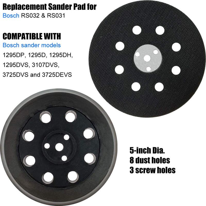 5-Inch Hook and Loop Replacement Backing Pad for Bosch RS032 & RS031 - Work with Bosch Sander Models 1295DP, 1295D, 1295DH, 1295DVS, 3107DVS, 3725DVS and 3725DEVS - NewNest Australia