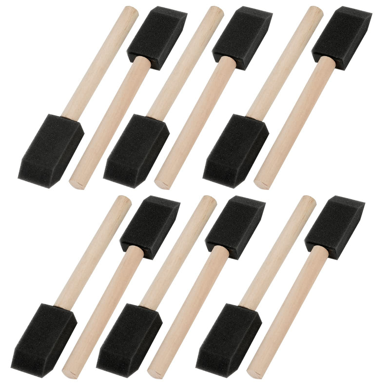Foam Paint Brushes, Mister Rui Sponge Paint Brush, 1 Inch Foam Brush 12 Pieces, Wood Handle Paint Brush Set, Light and Durable, Ideal for Painting and Cleaning Foam Brush Set | Pack of 12 - NewNest Australia
