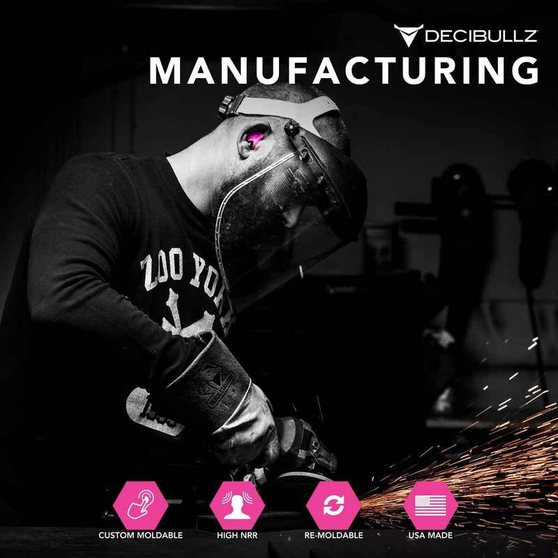 Decibullz - Custom Molded Earplugs, 31dB Highest NRR, Comfortable Hearing Protection for Shooting, Travel, Work and Concerts Pink - NewNest Australia