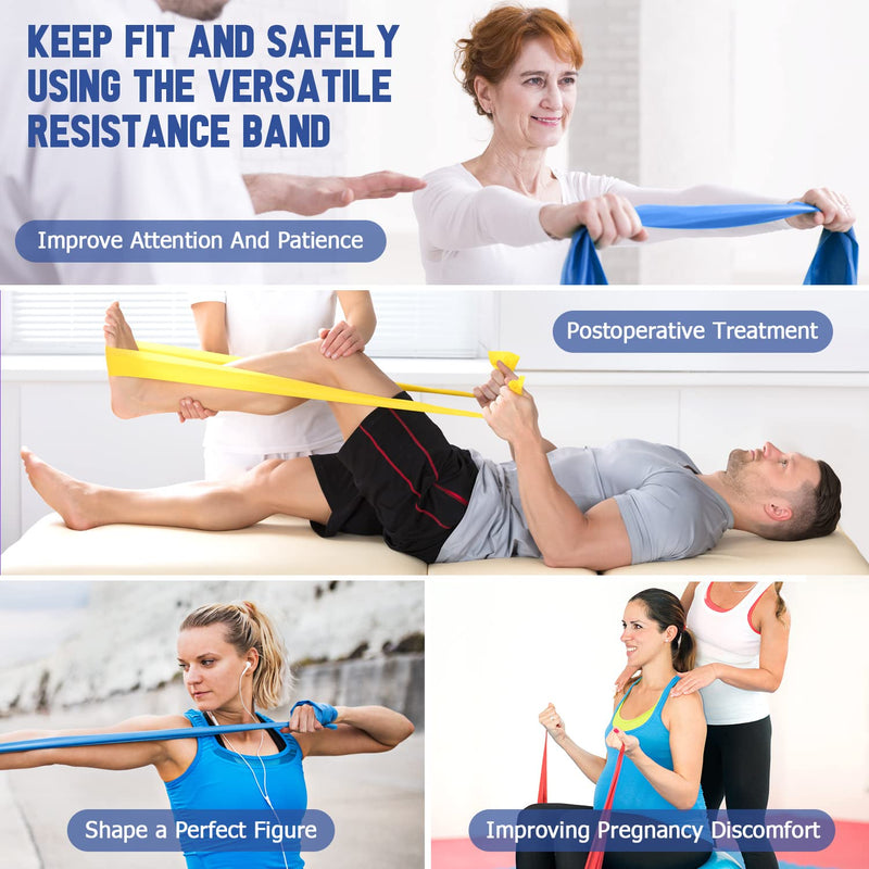 RENRANRING Resistance Bands Set - Exercise Bands for Physical Therapy, Yoga, Pilates, Rehab and Home Workout, Non-Latex Elastic Bands (Set 3) (Yellow,Red,Blue, 4.9FT) - NewNest Australia