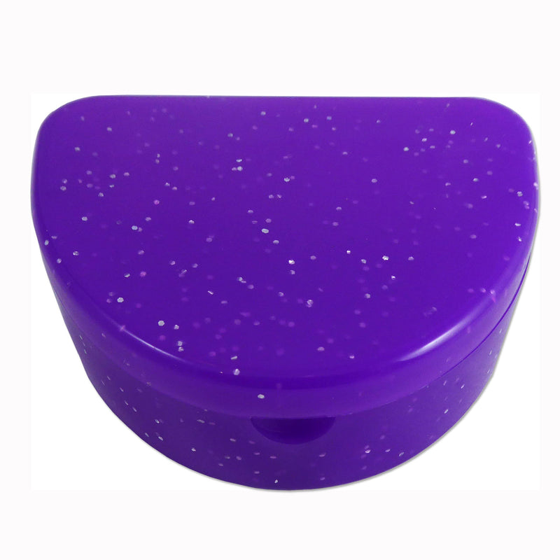 Slim Orthodontic Dental Case x 2 - Colour & Glitter Choices for Retainers, Bleaching Trays, Dentures & More (Glitter Pink & Glitter Purple) Glitter Pink & Glitter Purple - NewNest Australia