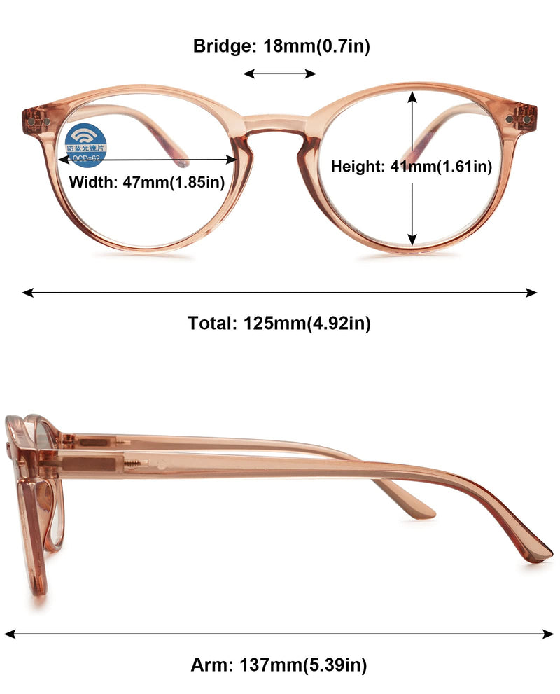 MAGIMODAC Blue Light Blocking Glasses Round Reading Glasses Lightweight Eyeglasses 1.0 1.25 1.5 1.75 2.0 2.25 2.5 2.75 3.0 3.5 4.0 for Women Brown 1.0 x - NewNest Australia