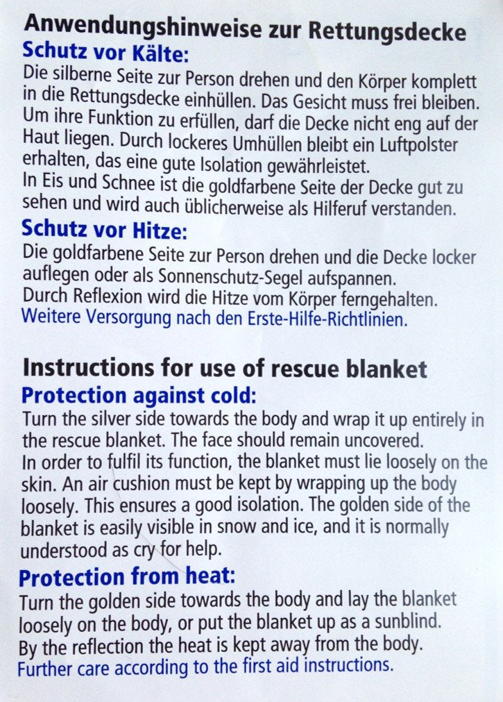 MED-COMFORT first aid rescue blanket gold-silver foil 160 x 210cm - NewNest Australia