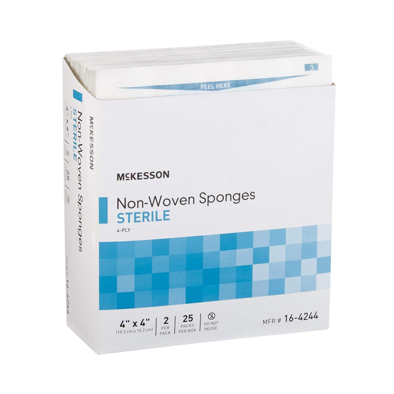 McKesson Non-Woven Sponges, Sterile, 4-Ply, Polyester/Rayon, 4 in x 4 in, 2 Per Pack, 25 Packs, 50 Total 4 X 4 Inch ( 50 Count ) - NewNest Australia