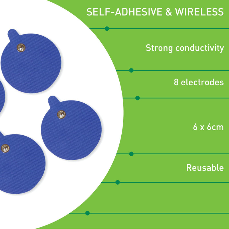 Med-Fit TENS Electrodes - Premium Quality 60mm Round Stud Replacement Electrode Pads for TENS Machines and Muscle stimulators – Pack of 8 TENS Unit Pads in Total CE Approved - NewNest Australia