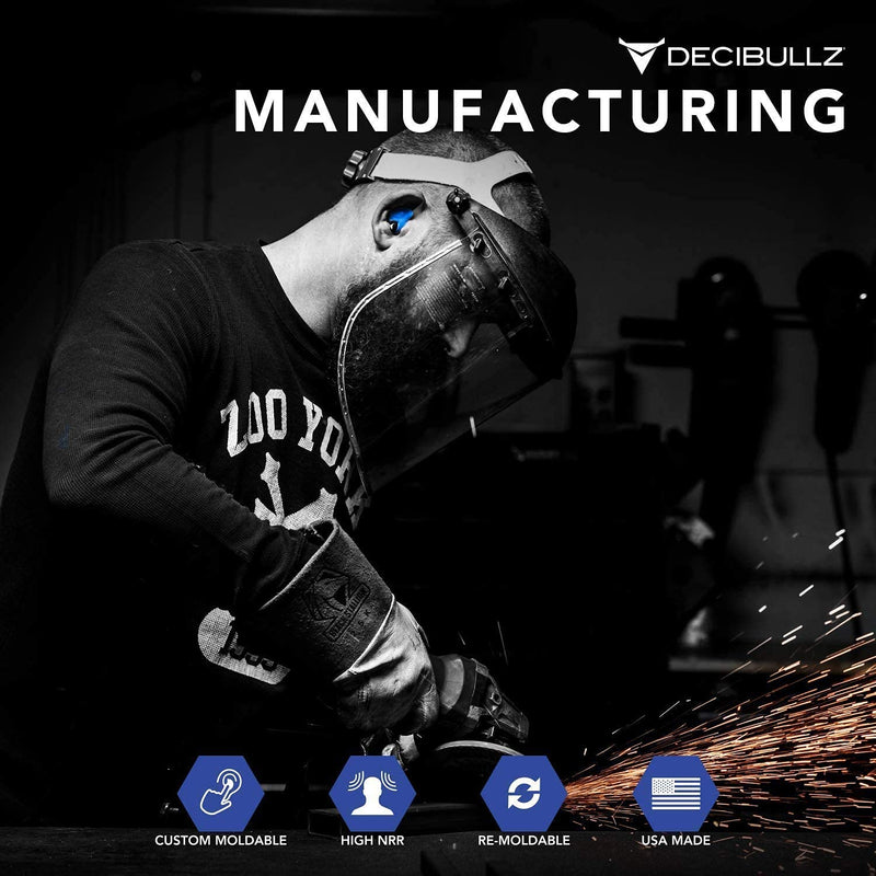 Decibullz - Custom Molded Earplugs, 31dB Highest NRR, Comfortable Hearing Protection for Shooting, Travel, Work and Concerts Blue - NewNest Australia