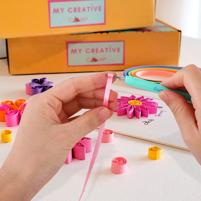 MY CREATIVE CAMP 4 Pack Paper Quilling Tools Set - 2 Slotted Tools, Needle Tool, Tweezer and Storage Box - NewNest Australia
