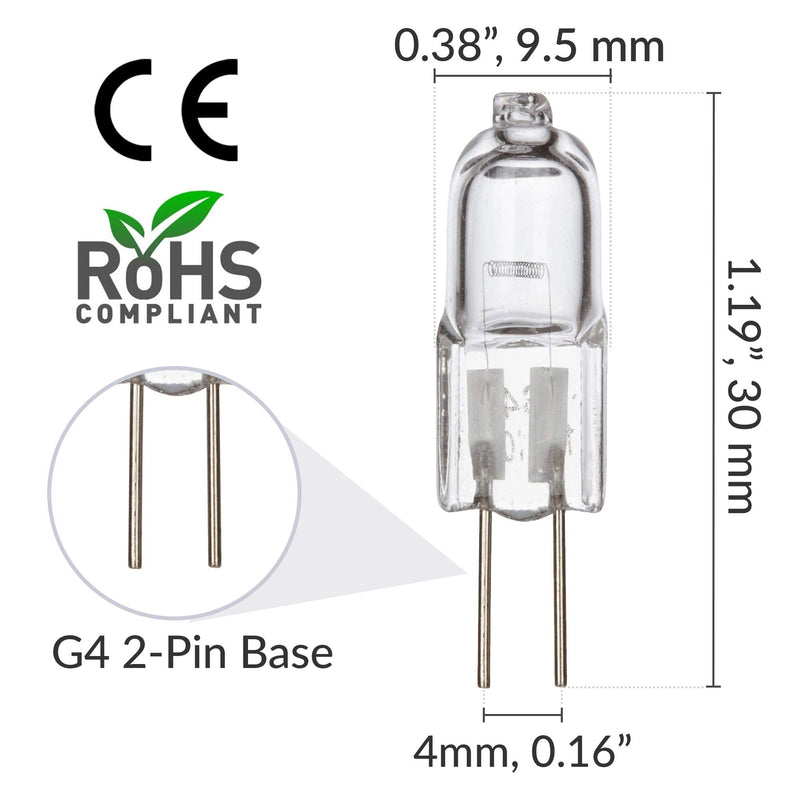 Simba Lighting Halogen G4 T3 10 Watt 120lm Bi-Pin Bulb (10 Pack) 12 Volt A/C or D/C for Accent Lights, Under Cabinet Puck Light, Chandeliers, Track Lighting, 10W 12V 2 Pin JC Warm White 2700K Dimmable 10.0 Watts - NewNest Australia