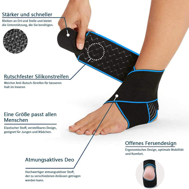 Teylam ankle bandage, adjustable ankle bandage, flexible ankle bandage, ultra thin foot bandage, running football, right and left ankle (blue). - NewNest Australia