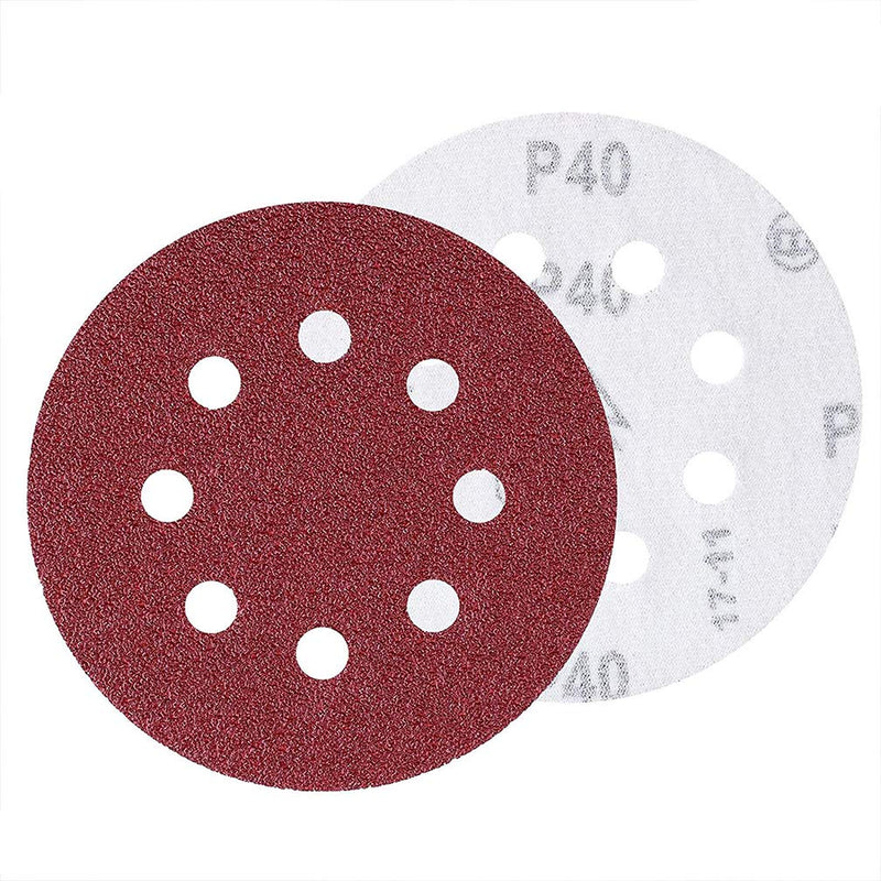 Maveek 60 Pieces 8-Holes Discs Pads 5 Inch/ 125 mm Hook and Loop 40/60/ 80/120/ 180/240 Assorted Grits 6 Models, Each Model 10 Pieces Sandpaper Sanding Discs Pads for Random Orbital Sander 608 - NewNest Australia