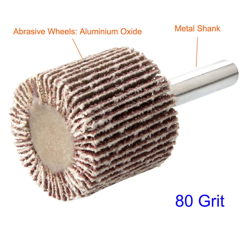 CBTONE 1" x 1" x 1/4" Shank Mounted Flap Wheels, 80 Grit Aluminum Oxide Abrasive Flap Wheels, 20 Pack - NewNest Australia