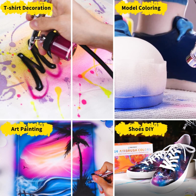 MEEDEN Airbrush Paint Kit, 12 Colors(30 ml/1fl oz.), Ready to Spray, 2 Neon Colors, Water-Based Non-Toxic for Canvas, Fabric, Wood Craft, Model, Great Airbrush Starter Kit, Acrylic Airbrush Paints Set - NewNest Australia