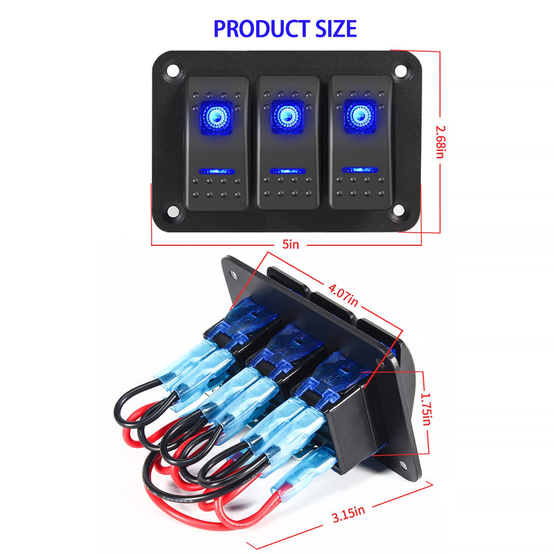 Xhtechnology 3 Gang Rocker Switch Panel Toggle, 12/24v Pc Material Waterproof Manual Rocker Switch Panel with Eva Shock-Absorbing Function for Rv and Yacht 3 bang - NewNest Australia