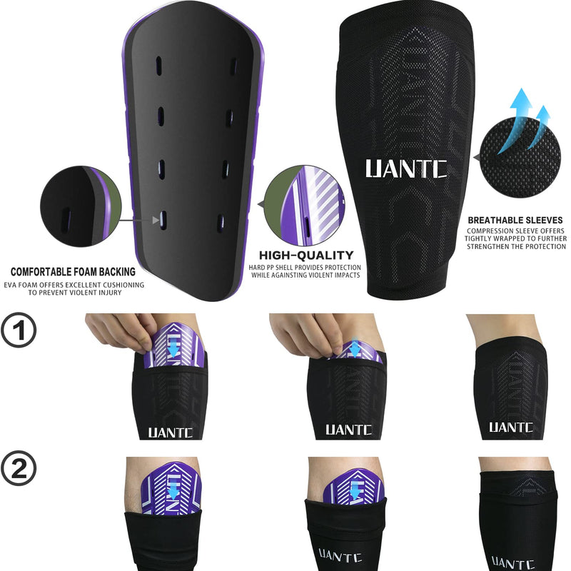 Uantc Shin Guards - Soccer Shin Guards Cushion Protection Reduce Shocks and Injuries - Calf Protective Gear Shin Guards for Kids/Adult - Shin Guards Soccer Youth for Boys/Girls Purple Small - NewNest Australia
