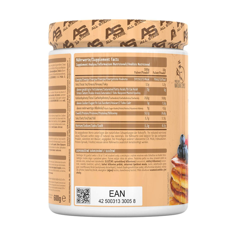 All Stars Pancake Protein Mix 600 G Tin, Whey Protein Powder For Baking Pancakes, Protein Powder Low Fat & Low Sugar, Pancakes With 25 G Protein Per Serving, Fitness Baking Mix - NewNest Australia