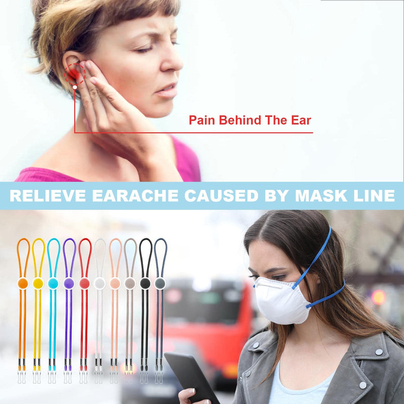 AWAVM10 Adjustable Colorful Buckle Elastic Mask Lanyards, Double Hook Anti Loss Fixed Mask Lanyards, Mask Extension Strap, Protect The Ears, Reusable, Masks, Hats, Certificates, Glasses - NewNest Australia