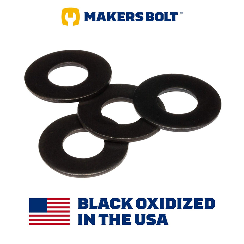 18-8 Stainless Steel 1/2" Flat Washers (25 pcs) Black Oxidized in USA by Makers Bolt 1/2" (.531ID X 1.25OD X .062TH) - NewNest Australia