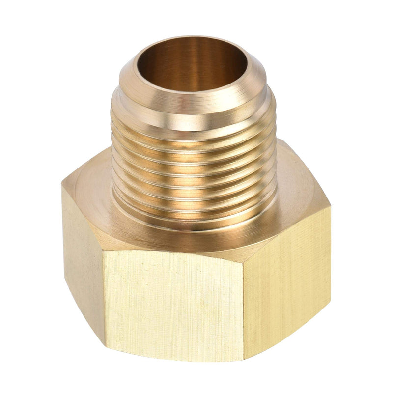 uxcell Brass Pipe fitting, 1/2 SAE Flare Male 3/4 SAE Female Thread, Tubing Adapter Connector, for Air Conditioner Refrigeration - NewNest Australia