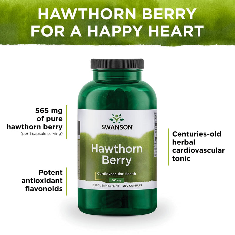 Swanson Premium Hawthorn Berries 250 Caps, 565 mg each 1 - NewNest Australia