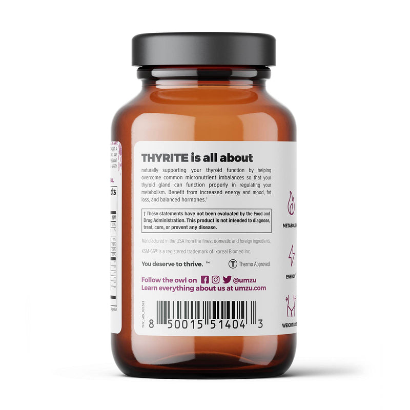 UMZU Thyrite | Advanced Thyroid Supplement to Support Healthy Thyroid Function with Magnesium, Ashwagandha, Zinc, Copper, Iodine & Selenium | 30 Servings - NewNest Australia