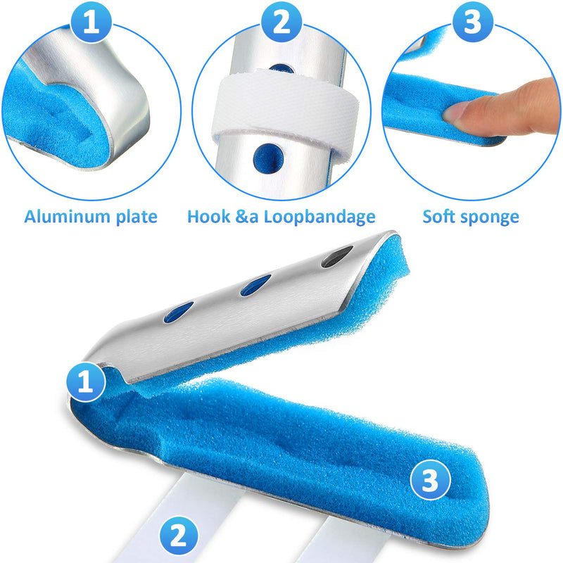 6 Pieces Finger Splints Metal Finger Support Finger Stabilizer for Adults and Children Finger Knuckle Joint Fixation, 3 Sizes (Blue) Blue - NewNest Australia