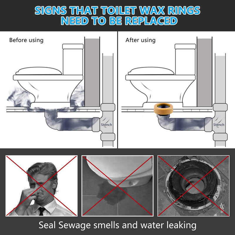 Extra Thick Toilet Wax Ring Toilet Bowl Wax Seal Kit with Bolts Reinforced Urethane Core Gas/Odor and Watertight Seal Fit with 3-Inch and 4-Inch Waste Lines. - NewNest Australia