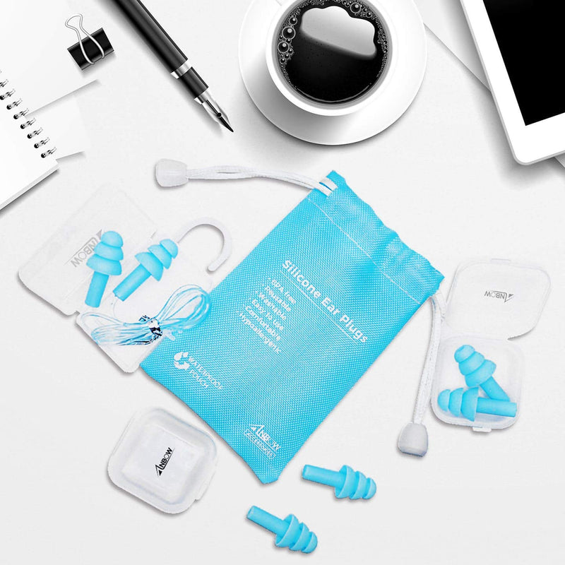 ANBOW Ear Plugs for Sleeping Noise Cancelling. Reusable Silicone Earplugs. Custom Fit - Noise Reduction for Sleeping, Concerts, Work & Swimming. Adjustable to Ear Size. 3 Pairs + Travel Pouch - NewNest Australia