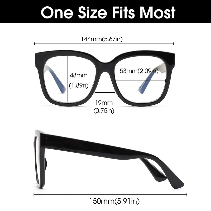 JIM HALO Blue Light Blocking Glasses for Women Oversized Square Computer Glasses Metal CP Temple Black - NewNest Australia