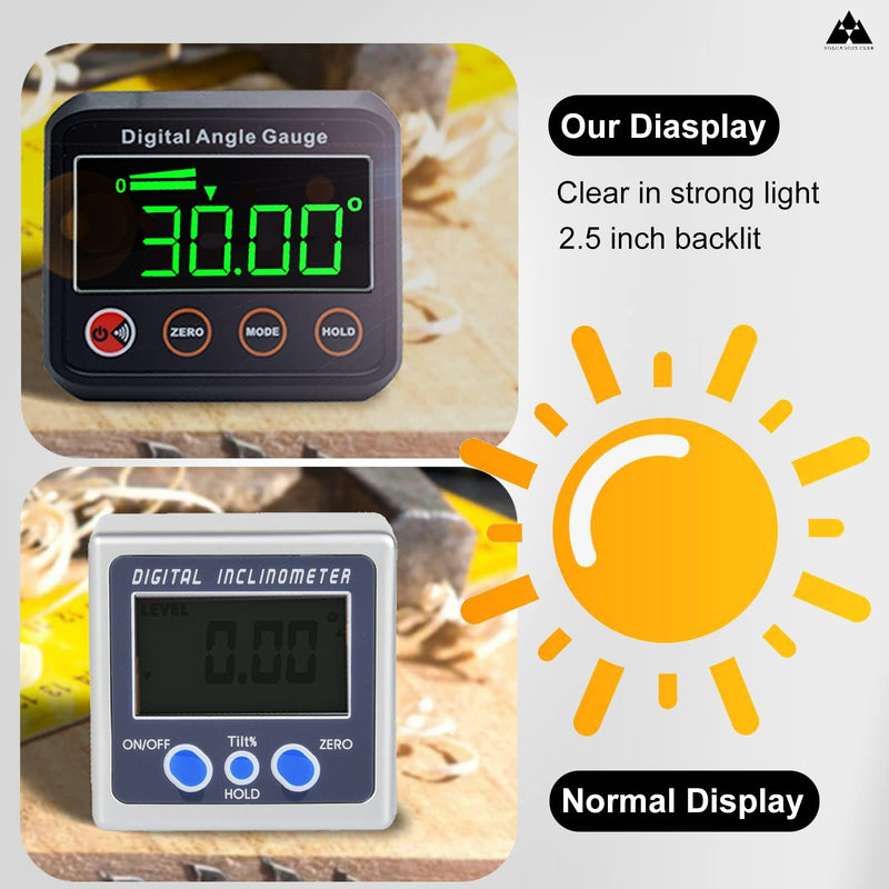 VOLCANOES CLUB Digital Angle Finder - Angle Gauge Level Box - Level Protractor Inclinometer - Table Saw Measurement Tool with Magnetic Base & Backlight - Woodworking, Construction, Masonry, Machinery - NewNest Australia