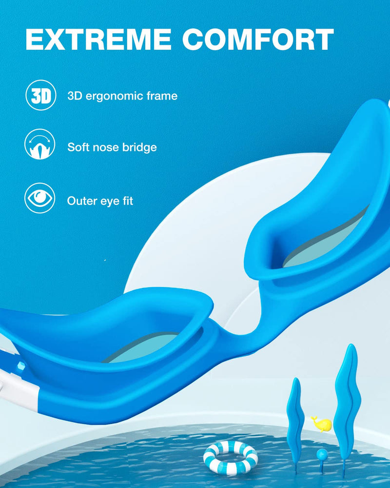 ZIONOR Kids Swim Goggles, Super Comfort Polarized Swimming Goggles for Kids 6-14 A1-kids-polarizedgold Lens Blue Frame - NewNest Australia