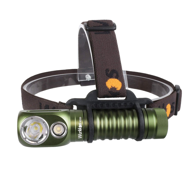 Wurkkos HD20 USB-C Flashlight Rechargeable, Right Angle Flashlight High 90CRI Provide Dual LED Heads Both Spotlight and Moonlight,Super Bright Max 2000Lumen,Beam 147yd,Include battery (Army Green) Army Green - NewNest Australia