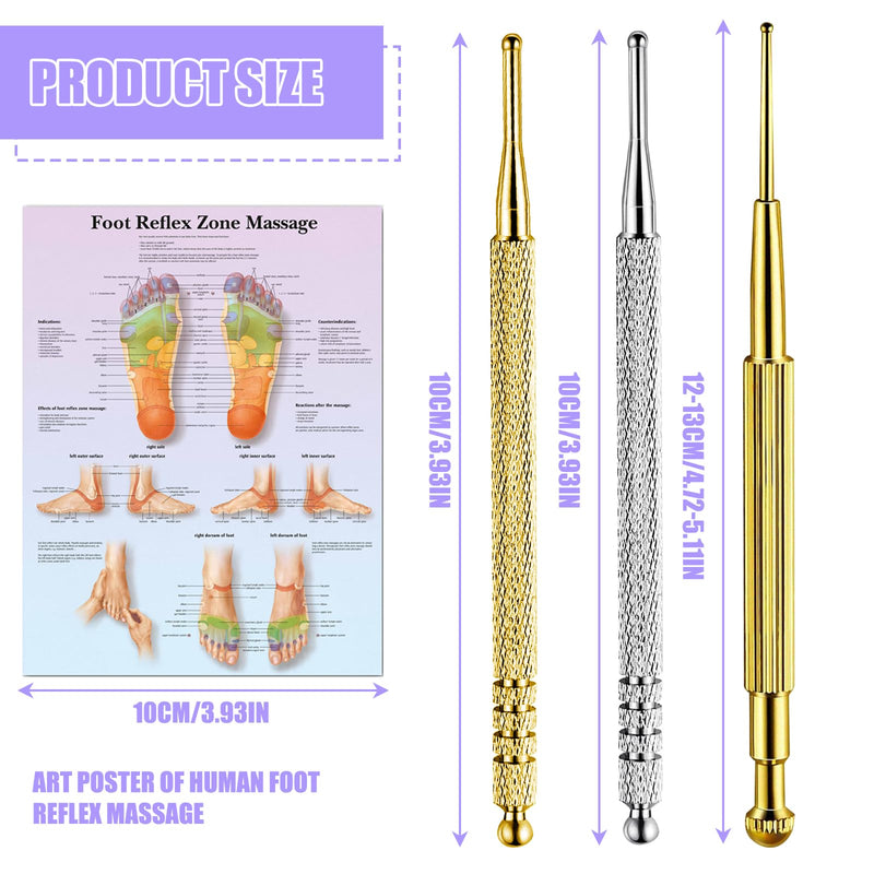 3 Pieces Acupressure Pen Massage Pen Nizirioo Stainless Steel Acupuncture Pen With Spring And Illustration For Foot Massage Sticks Massage Tools For Professionals - NewNest Australia