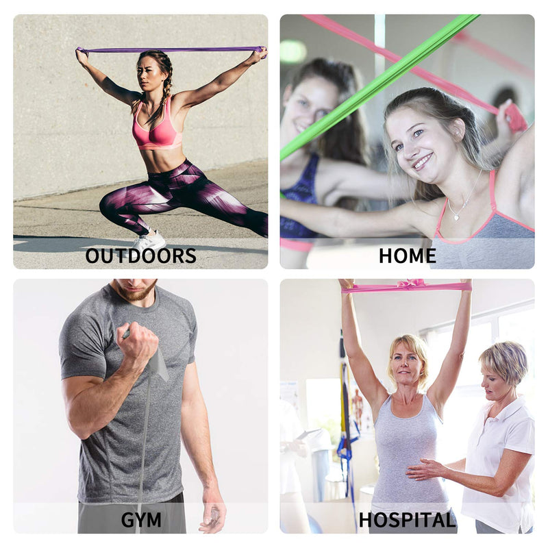PROIRON Latex-Free Resistance Bands, Exercise Bands for Strength Training, Yoga, Pilates, Stretching, Home Gym Workout, Upper Lower Body, Light Medium Heavy b-Purple/2m/20lb - NewNest Australia