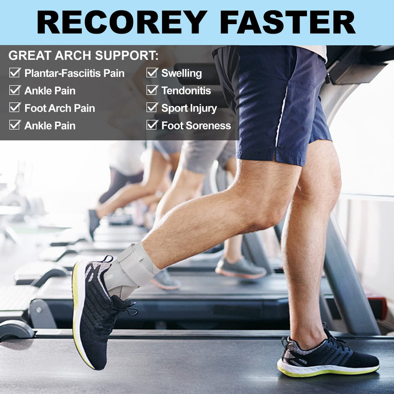 Ankle Support Brace with Side Stabilizers and Cross Auxiliary Fixing Belt Strength Protection for Sports Injury Recovery Ankle Sprain, Arthritis, Strain, Fatigue, Foot Pain Relief 1 Piece (M) Grey M - NewNest Australia
