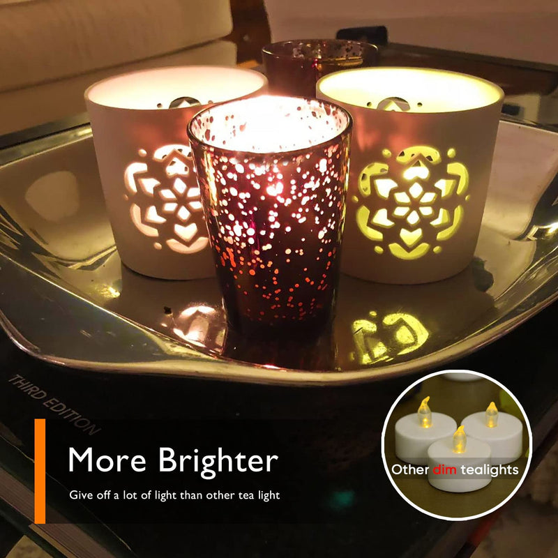 Homemory Flameless Tea Lights Candles, Last 5days Longer Battery Operated LED Votive Candles, 12 pcs Flickering Tealights with Warm White Light for Wedding, Valentine's Day, Halloween, Christmas - NewNest Australia