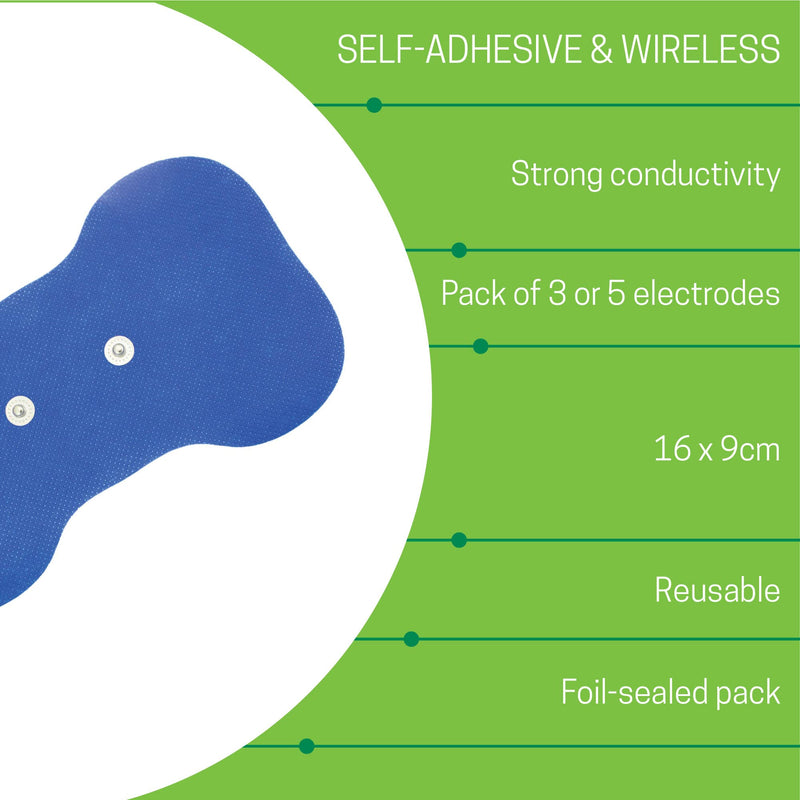 Med-Fit Wireless Butterfly Self-Adhesive Pads 16cm x 9cm Suitable for The Painless TENS Model (only) Supplied with a Remote Control. January 2023 Onwards. Code RC340. (3 Pack (RC340)) 3 Pack (RC340) - NewNest Australia