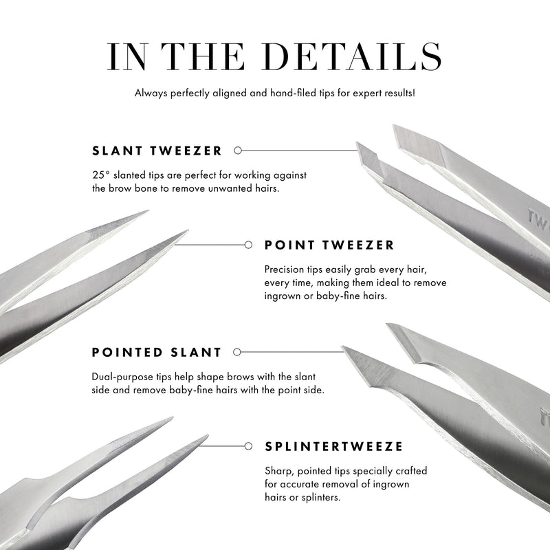 TWEEZERMAN tweezers mini version with hand-filed beveled tip for eyebrow plucking, Granite Sky - NewNest Australia