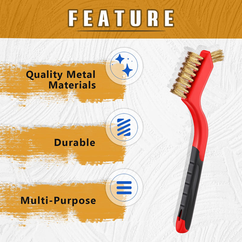 10 Pieces Wire Brush for Cleaning Welding Slag Rust, Brass and Stainless Steel Brush Head, Extra Bristles for Narrow Areas, Heavy Duty Mini Crimped Scratch Brush for Cleaning Grill Welding Slag Rust - NewNest Australia