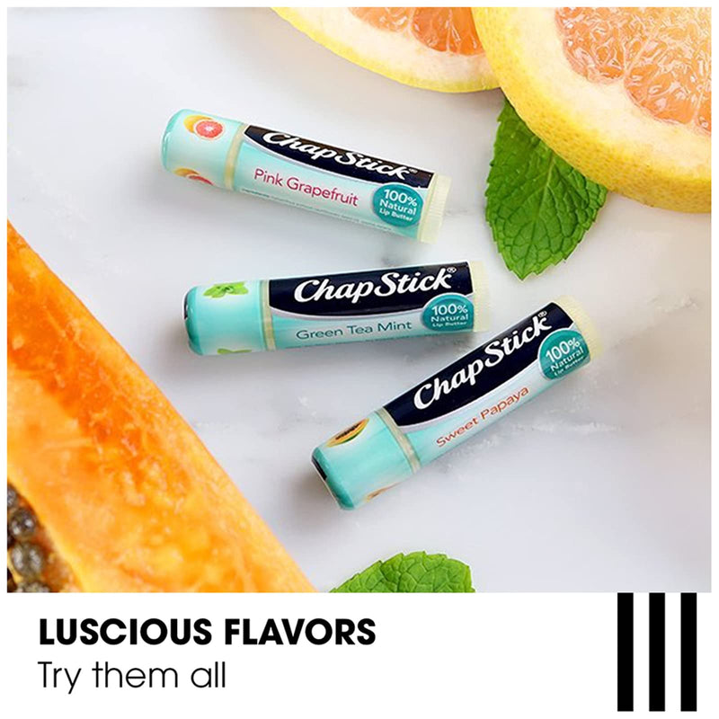 ChapStick 100% Natural Lip Butter (Green Tea Mint, 0.15 Ounce) Flavored Lip Balm Tube, 8-Hour Moisture - NewNest Australia