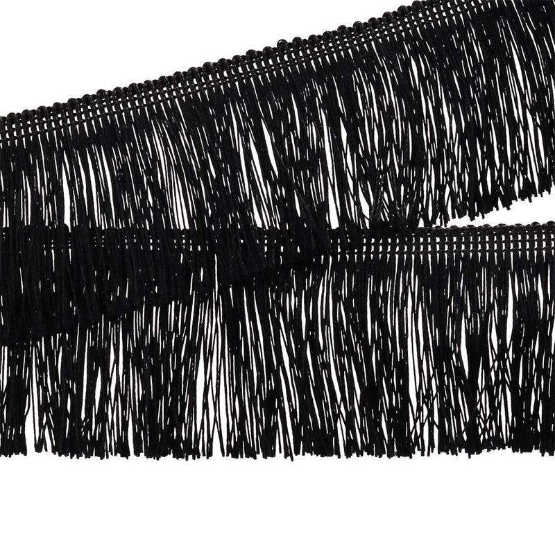 Fringe Trim Tassel Lace 2.5Inch Width 5 Yards Long for Clothes Accessories Latin Wedding Dress and DIY Lamp Shade Decoration (Black, 2.5Inch) Black - NewNest Australia