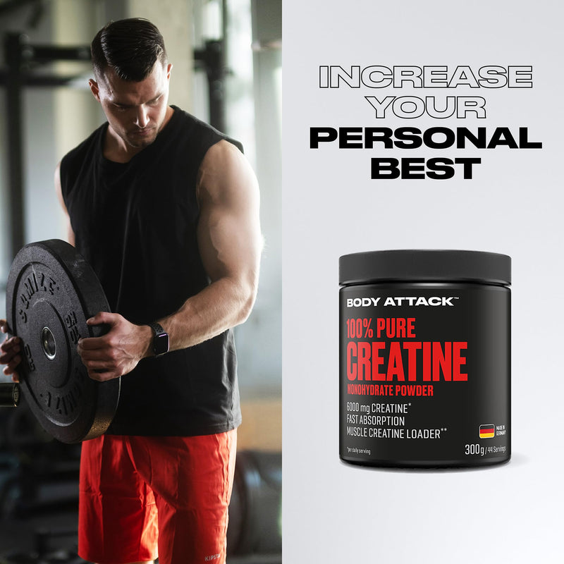 Body Attack Creatine Monohydrate, 300 G Powder, Made In Germany, Pure Creatine Monohydrate Powder For Self-Dosing, Microfine With Optimal Solubility, Vegan, Product Of The Cologne List - NewNest Australia