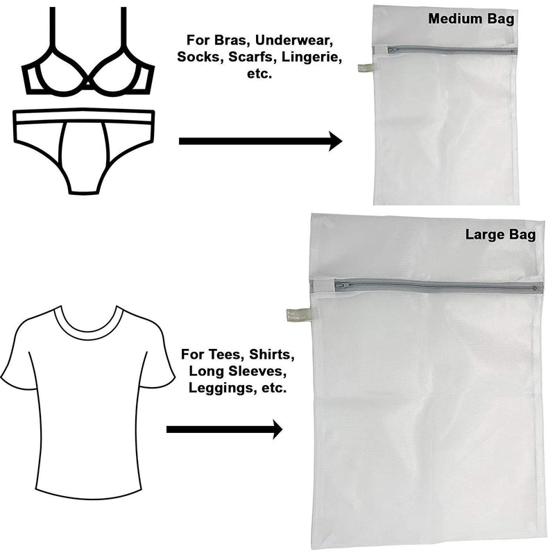 NewNest Australia - 4 Pack - HUJI Micro Mesh Laundry Bags Lingerie Bra Underwear with Secure Zipper (2 Medium & 2 Large) 