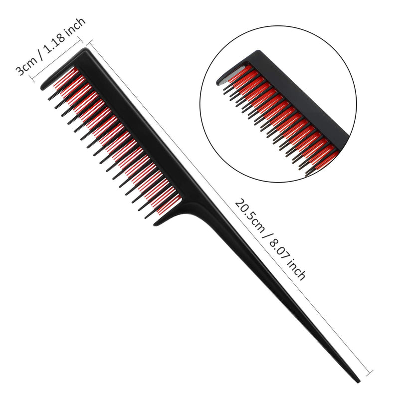 3 Pieces Hair Styling Comb Set, Includes Hair Brush Teasing Fluffy Hair Brush, Rat Tail Comb Teasing Comb and Triple Teasing Comb for Women Back Combing Hair (Black, Red and Black) - NewNest Australia