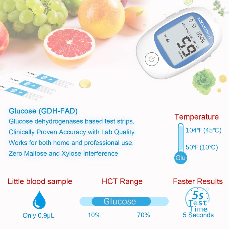 ACCUGENCE Diabetes Testing Kit Blood Sugar Monitor With Multifunctional Blood Glucose Meter 50Pcs Blood Sugar Test Strips Lancets Glucometer 5 Second Get Results Blood Sugar Test Kit - NewNest Australia