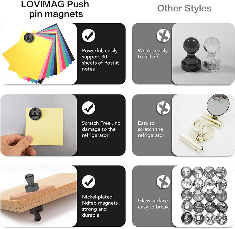 50Pcs Fridge Magnets, Black Refrigerator Magnets for Whiteboard, Strong Metal Magnets for Fridge, Whiteboard, Office, Classroom, Map, Kitchen 50pack - NewNest Australia